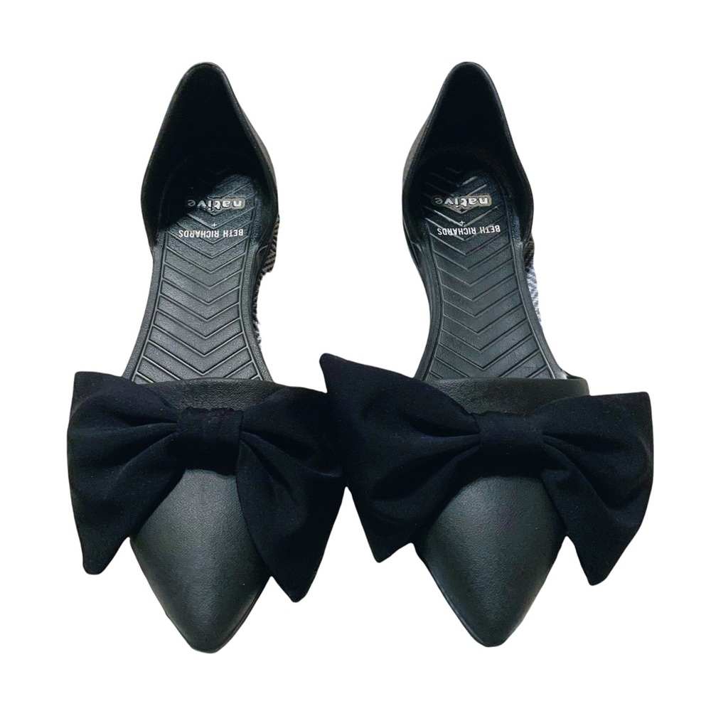 ✨Native Shoes✨Black D’Orsay Flat with Fabric Bow